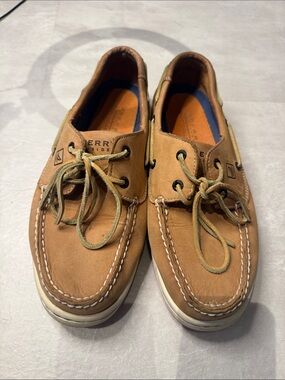 Sperry Topsider Leather Boat Shoes Tan | Men’s 9.5 | 2-Eye Casual Deck Shoes